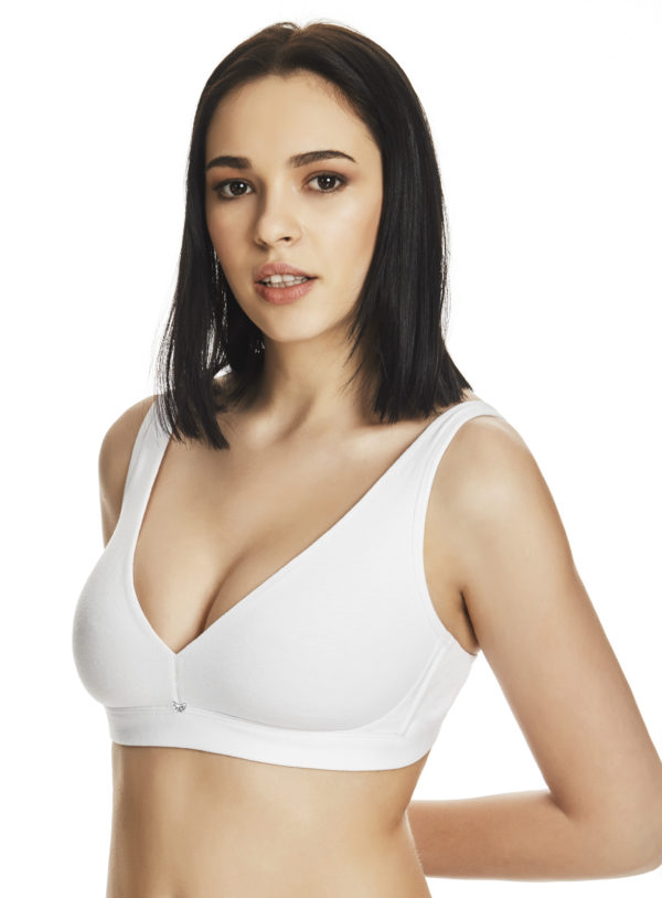 S338 Bralette in cotone elasticizzato, elastico sottoseno interamente ricoperto in cotone